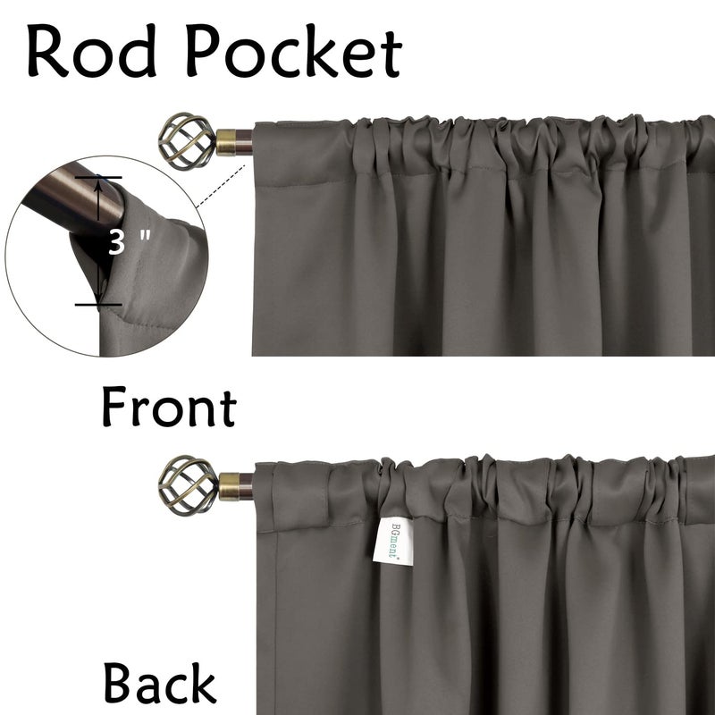 BGment Rod Pocket and Back Tab Blackout Curtains for Bedroom - Thermal Insulated Room Darkening Curtains for Living Room  2 Window Curtain Panels (52 x 84 Inch  Grey) - Image 3