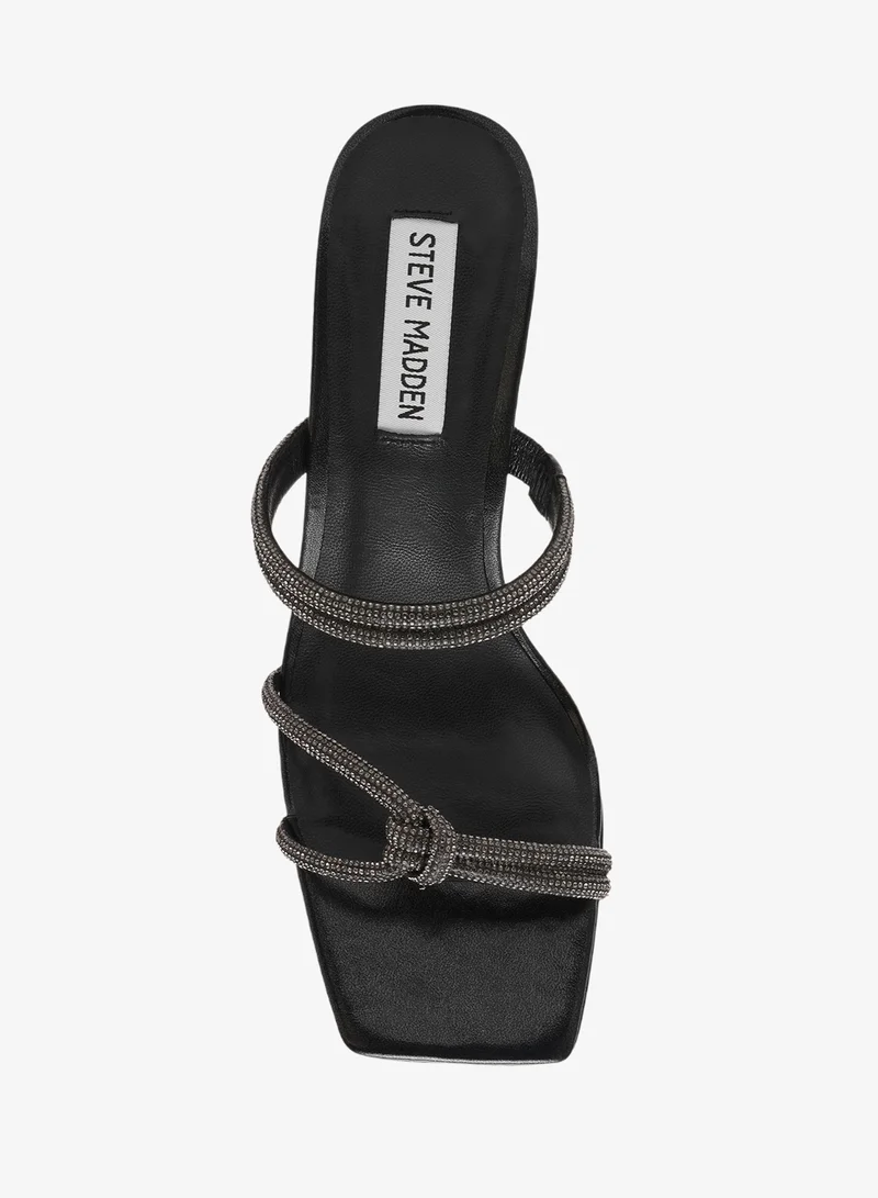 Steve Madden BLACK Micro Suede Sandals with Rhinestone Detailing for Women | Best Price UAE