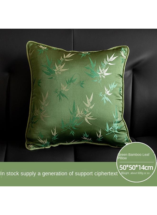 Bluejw Chinese Style Pillow Green Bamboo Circle Chair Waist Pillow Advanced Sense Antique Light Luxury Model Room Backrest Redwood Sofa Cushion - Image 1