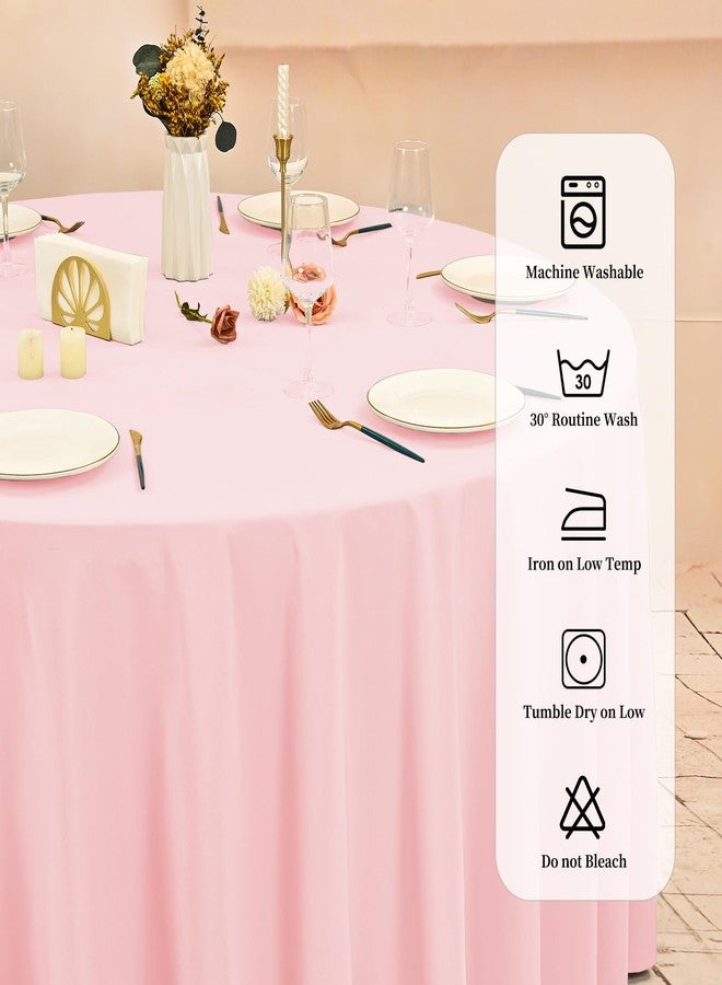 REWOMC 10 Pack Pink Round Tablecloths - 90 Inch, Polyester Table Cover, Stain and Wrinkle Resistant Washable Fabric, Perfect for Wedding Banquet Parties - Image 3