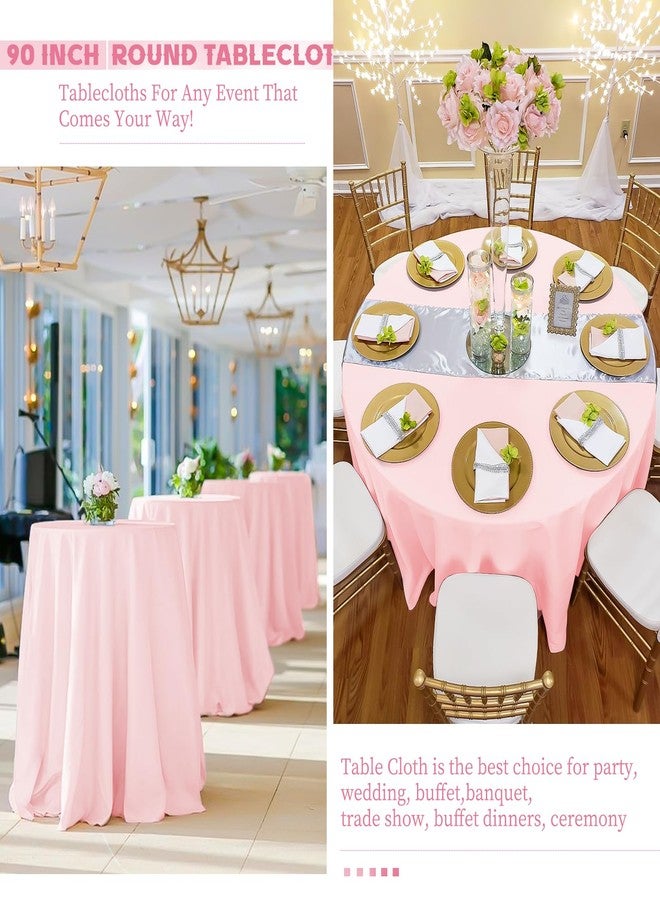 REWOMC 10 Pack Pink Round Tablecloths - 90 Inch, Polyester Table Cover, Stain and Wrinkle Resistant Washable Fabric, Perfect for Wedding Banquet Parties - Image 5