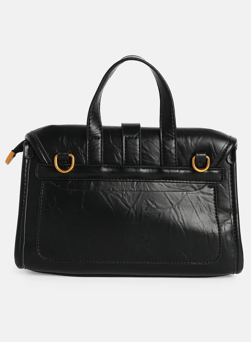 Haute Sauce Solid Interlock Regular Vegan Leather Hand Bag For Women