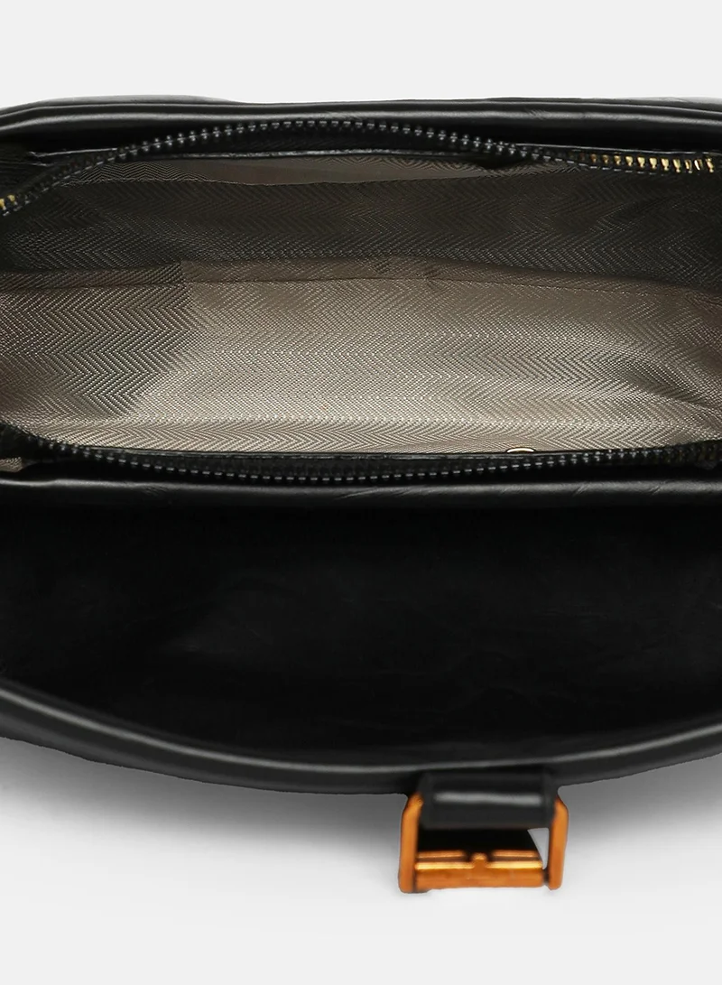 Haute Sauce Solid Interlock Regular Vegan Leather Hand Bag For Women