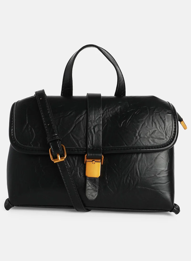 Haute Sauce Solid Interlock Regular Vegan Leather Hand Bag For Women