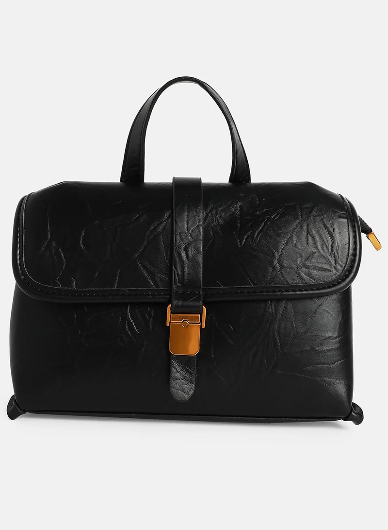 Haute Sauce Solid Interlock Regular Vegan Leather Hand Bag For Women