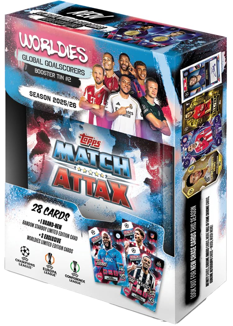 Topps لعبة بطاقات التداول والجمع UCC Match Attax 2025/26 (علبة تعزيز 2 - الهدافين العالميين) - Image 1
