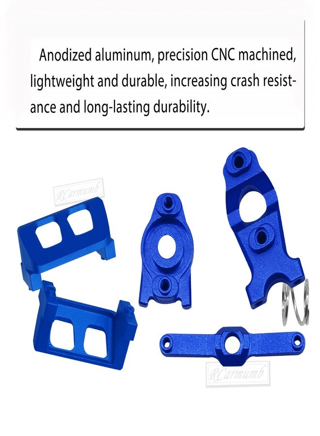 Rcarmumb RC Upgrades Part for 1/16 E-Revo/Mini Slash/Mini Summit,Alloy Servo Saver Steering Bellcrank & Servo Guards Protector,RC Guards Steering Servo Cover Plate,Navy Blue - Image 3