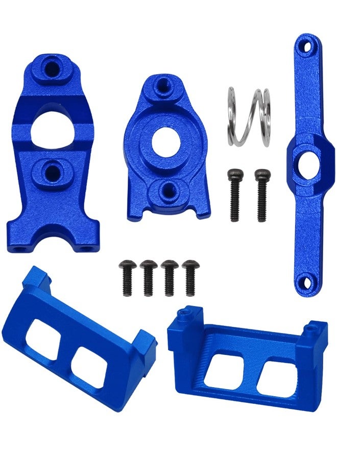 Rcarmumb RC Upgrades Part for 1/16 E-Revo/Mini Slash/Mini Summit,Alloy Servo Saver Steering Bellcrank & Servo Guards Protector,RC Guards Steering Servo Cover Plate,Navy Blue - Image 1