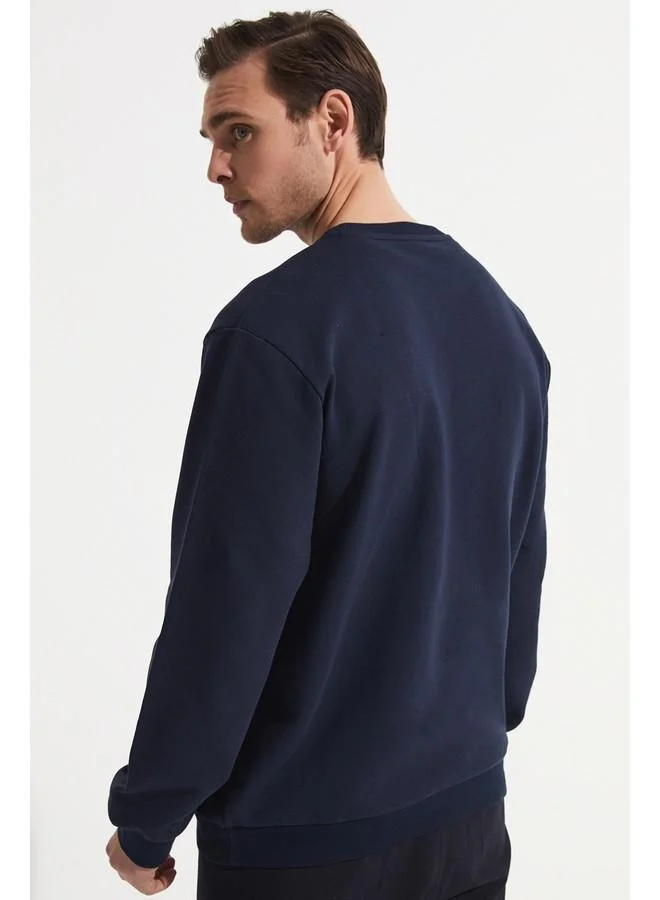JUNE June Men Printed Crew Neck Sweatshirt Navy