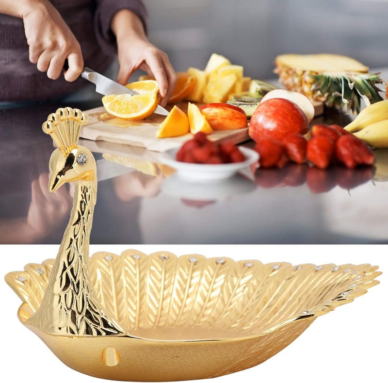 klarako Snack Peacock Plate, Candy Plate Metal Dried Fruit Dish Inventive Craft Decorations Ornaments - Image 2