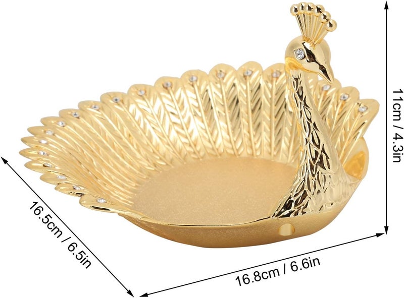 klarako Snack Peacock Plate, Candy Plate Metal Dried Fruit Dish Inventive Craft Decorations Ornaments - Image 4
