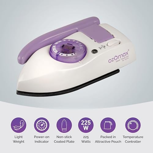 OZOMAX Sleek Portable Travel Iron, Compact, Dual Voltage 100-240V, Variable Temp Control, Auto Shut-Off, Heat-Resistant, Travel Pouch & Cord Wrap Included, Perfect for Travelers and Business - Image 2
