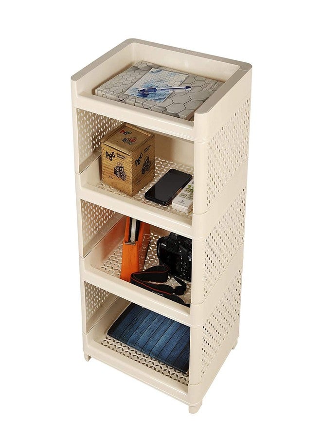 NETXE Multi Purpose Plastic Rack 4 Shelfs Fruits Vegetable Storage Household Office Stand,Book Storage Display Rack Shelf Cabinet Unit Organizer for Living Room, Study Room (Multicolor) - Image 1