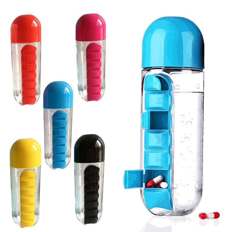 SEAHAVEN SEAHAVEN Medicine OrganiserPill Box with Water Bottle Medicine Organiser Box Travelling kit Summer Special 600 Ml Pack of 1 - Image 1