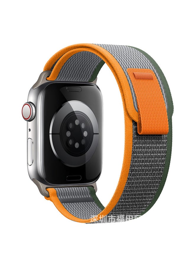 For Apple Watch S8For ApplewatchS8 Nylon Ultra Canvas 49mm45mm Wild Track Strap 41m-Color:6# Orange Dark Green-Specifications:38mm/40mm/41mm  - Image 1