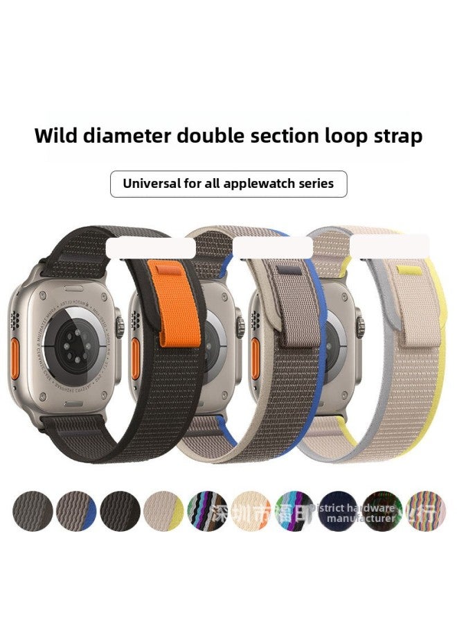 For Apple Watch S8For ApplewatchS8 Nylon Ultra Canvas 49mm45mm Wild Track Strap 41m-Color:6# Orange Dark Green-Specifications:38mm/40mm/41mm  - Image 2