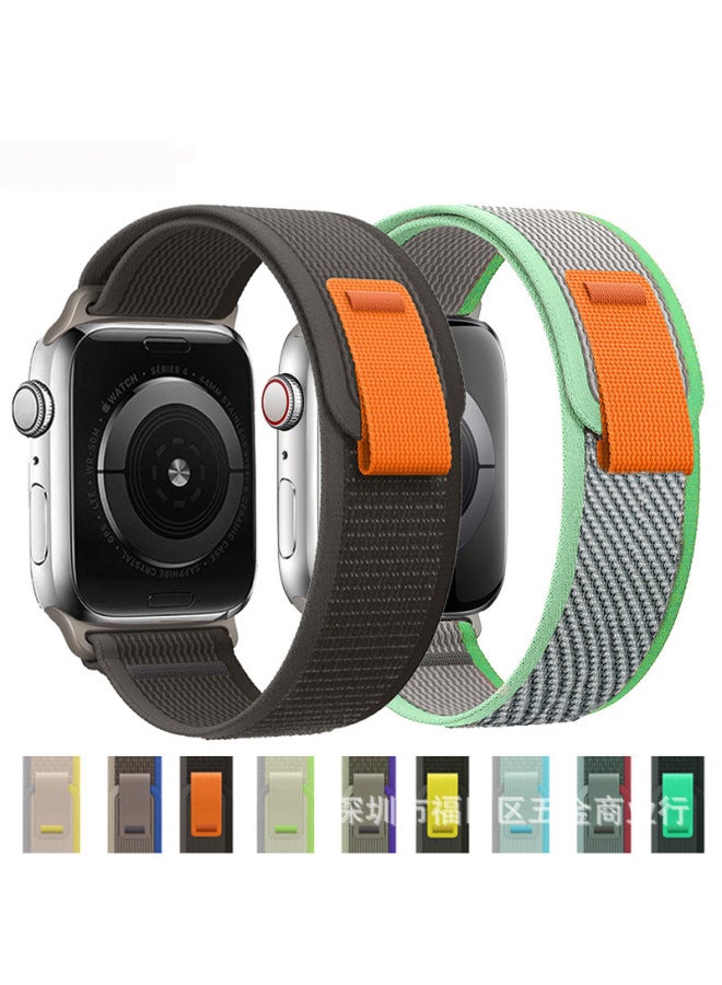 For Apple Watch S8For ApplewatchS8 Nylon Ultra Canvas 49mm45mm Wild Track Strap 41m-Color:6# Orange Dark Green-Specifications:38mm/40mm/41mm  - Image 5