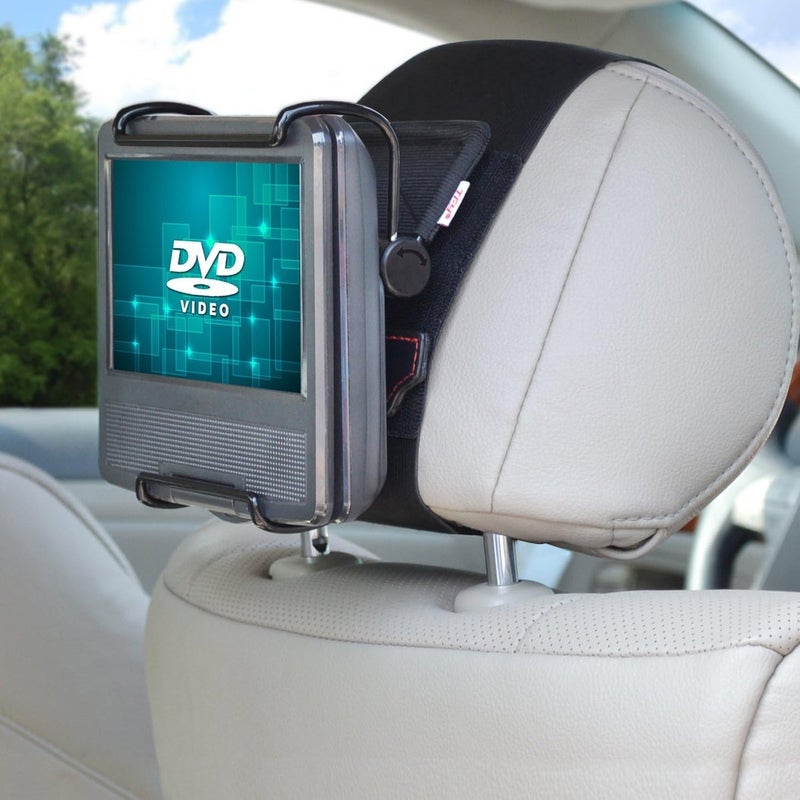 TFY Universal Car Headrest Mount Holder with Angle-Adjustable Holding Clamp for 7-9 Inch Swivel Screen Portable DVD Players,  Black - Image 1