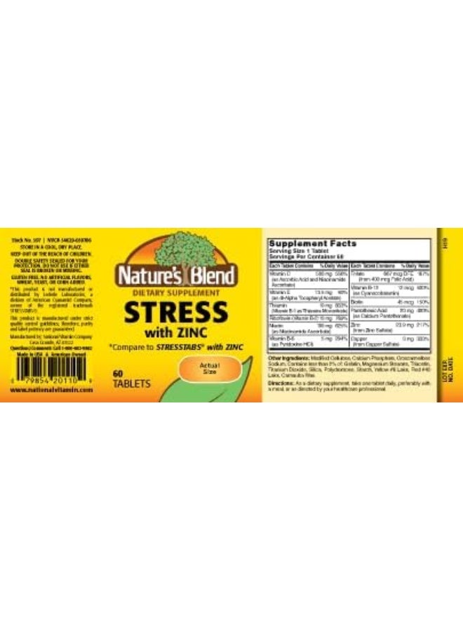 Nature's Blend NAT B Stress Formula W/ZINC TB 60 - Image 2