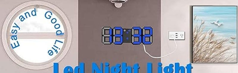 OTIPORTER Digital Led Clock Acryalic 3D Led Digital Wall Clock Digital Clock Wall Hanging, at Night12/24Hr Auto-Adjustable Brightness Temperature, Bedroom (Pack of 1), Multicolour - Image 3