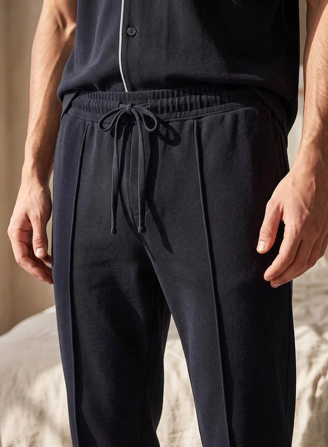 Splash FAV NAVY Cotton Piping Detail Button Front Nightwear Set for Men | Best Price UAE