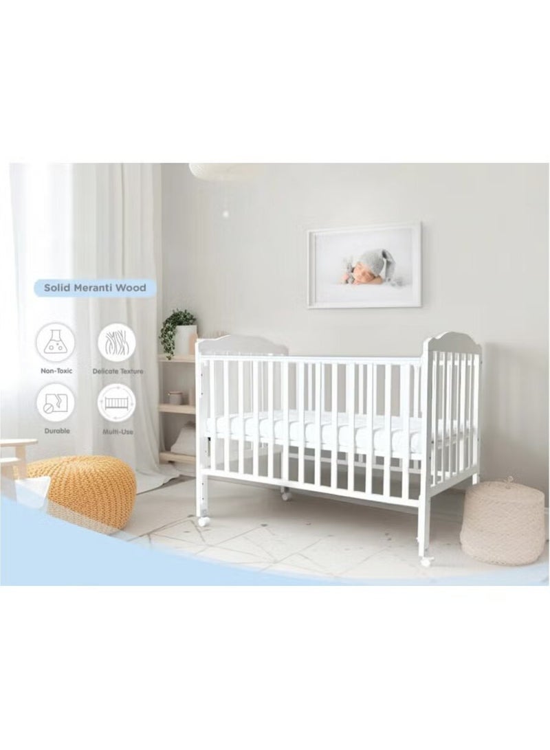 StarKids Wooden Babies Bed with Elegant Design With 3 Heights and Mosquito Net High Quality Wood For 0-4 Years 120x60cm - Image 5