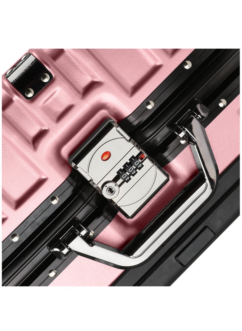 CABINPRO Lightweight Aluminum Frame Fashion Luggage Trolley Polycarbonate Hard Case Carry On Suitcase with 4 Quite 360 Degree Double Spinner Wheels CP001 Rose Gold  - Image 5