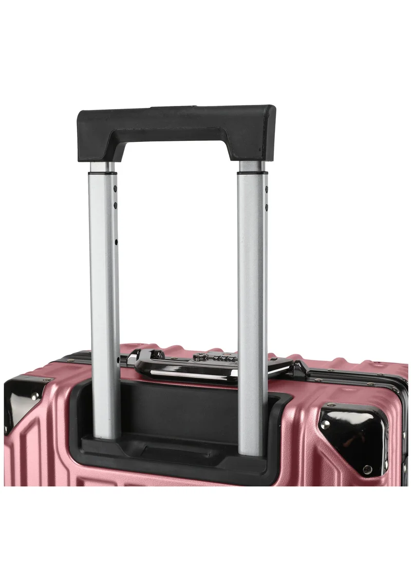 CABINPRO Rose Gold Lightweight Aluminum Frame Fashion Luggage Trolley Polycarbonate Hard Case Carry On Suitcase with 4 Quite 360 Degree Double Spinner Wheels CP001 Rose Gold  | Best Price UAE
