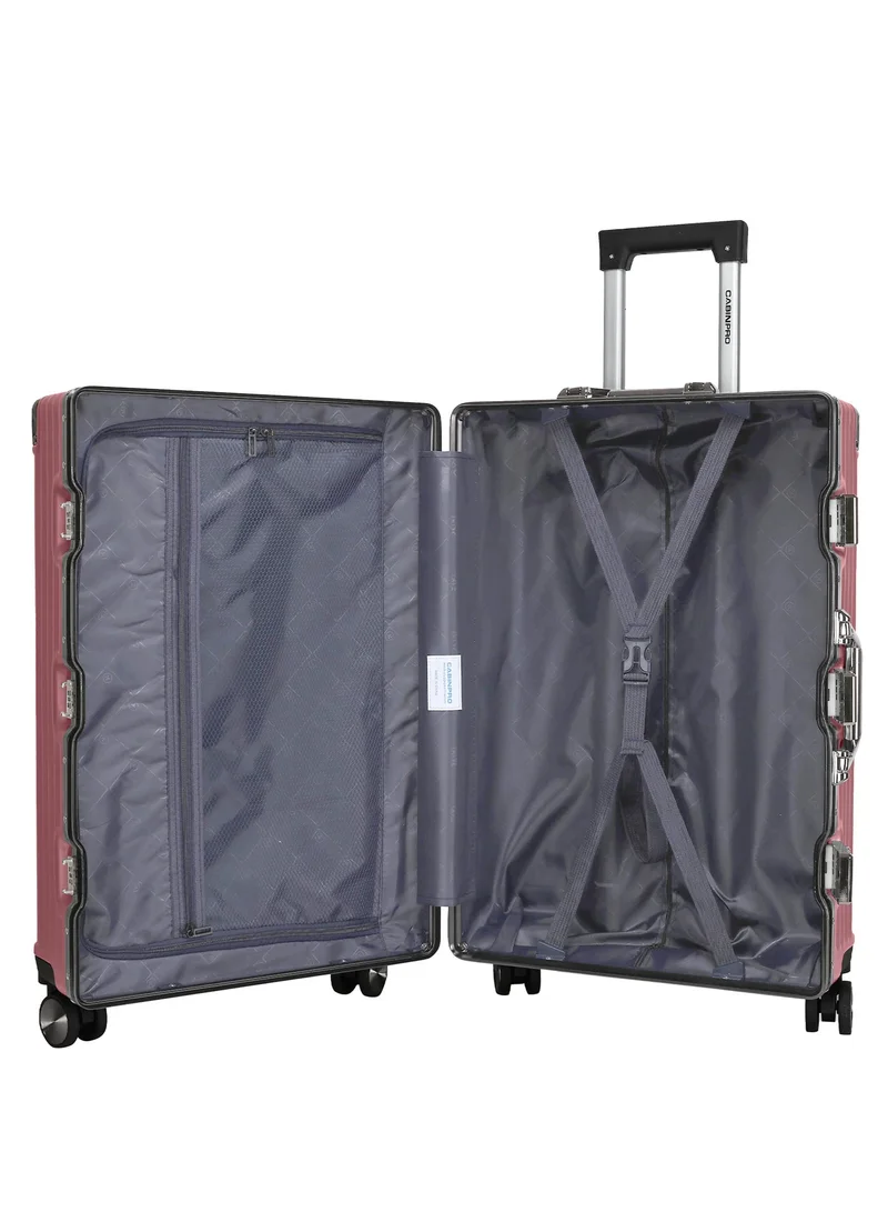 CABINPRO Rose Gold Lightweight Aluminum Frame Fashion Luggage Trolley Polycarbonate Hard Case Carry On Suitcase with 4 Quite 360 Degree Double Spinner Wheels CP001 Rose Gold  | Best Price UAE
