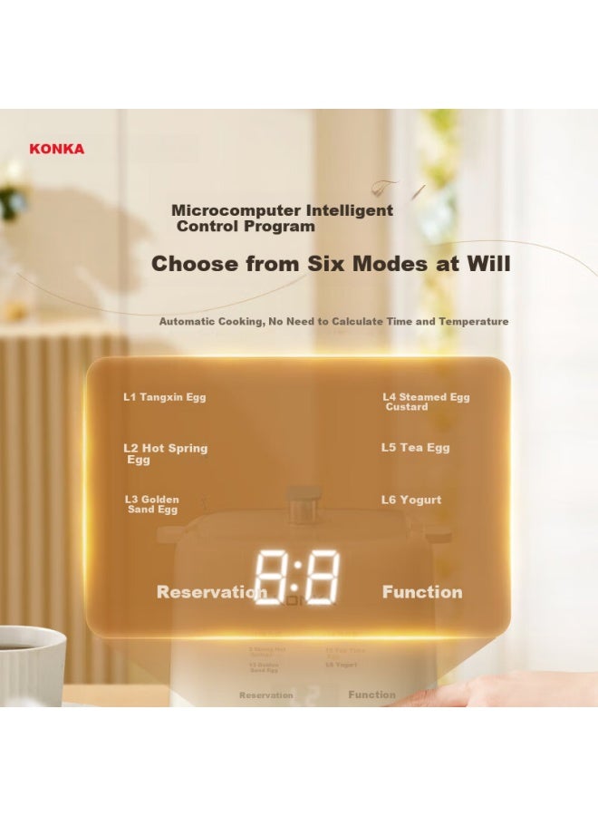 Konka Egg Cooker, Compact Multifunctional Mini Electric Steamer, Single And Double Layer Breakfast Maker, All-in Egg Custard Machine For One Person, Home Steamer Kzdq-0303 - Image 3