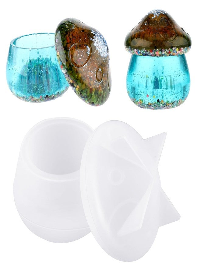 Prasacco Mushroom Jar Resin Molds Silicone Molds with Lid for DIY Storage Bottle Jewelry Box Candle Holder Candy Container Home Decor - Image 1