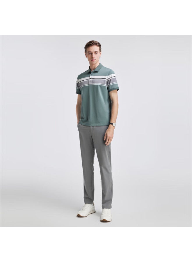 Youngor Men's Summer Youth Men's Business Casual Short Sleeve High-end Polo Shirt Bean Green M - Image 1