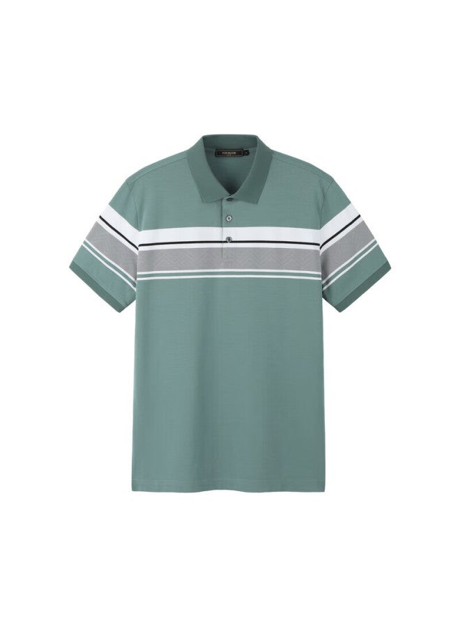 Youngor Men's Summer Youth Men's Business Casual Short Sleeve High-end Polo Shirt Bean Green M - Image 4