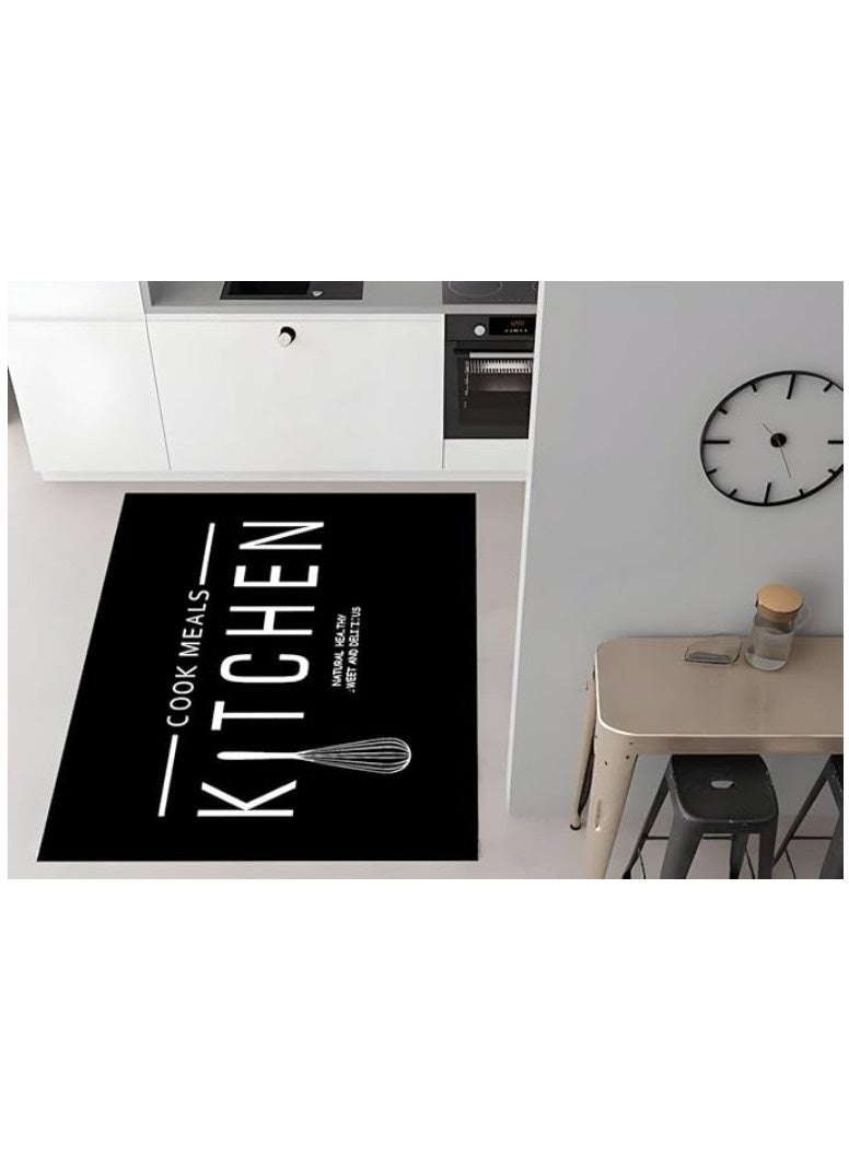 Modern 3D Kitchen Runner Mat 120x180 cm - Anti-Slip Washable Rug - Noir Edition - Image 1