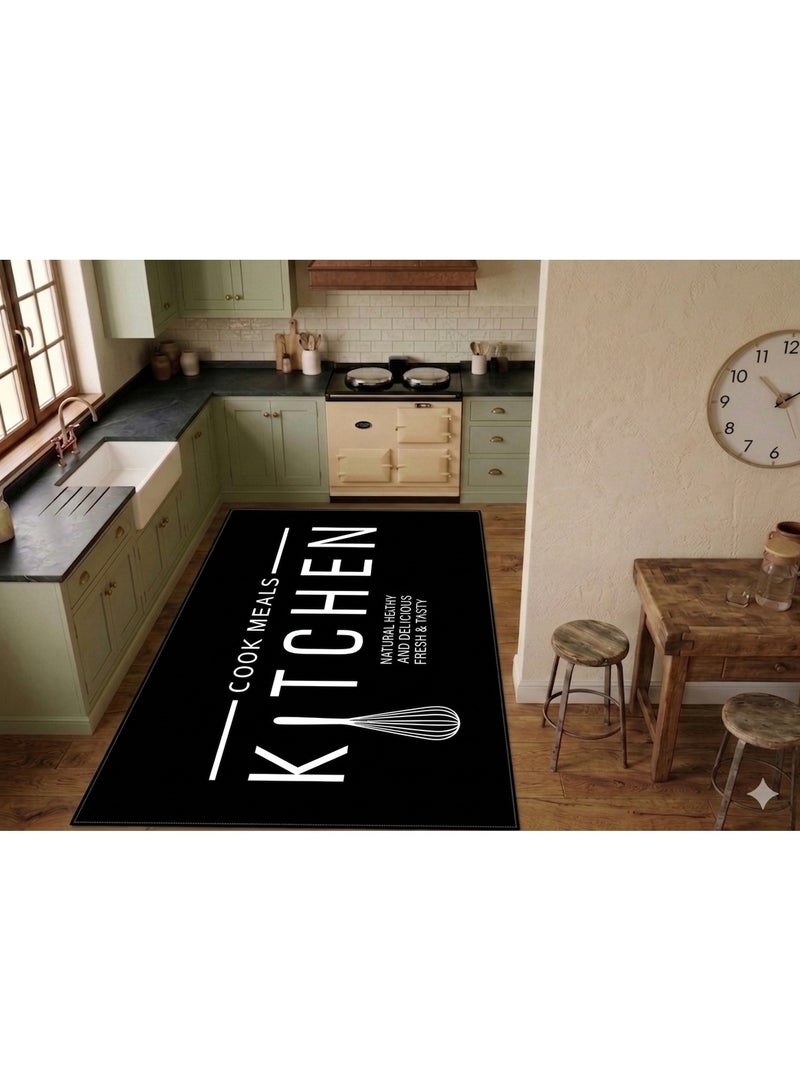 Modern 3D Kitchen Runner Mat 120x180 cm - Anti-Slip Washable Rug - Noir Edition - Image 2