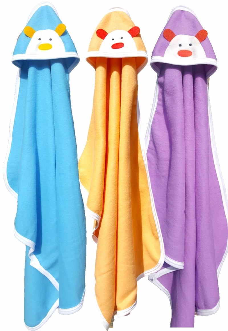 BRANDONN Newborn Original 3PCS.. Big Size (36 X 27) Cute Baby Blankets for Babies (Blue, Peach, Purple; Pack of 3) - Image 1