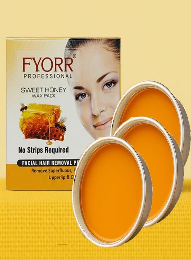 FYORR Honey Facial Katori Peel-Off Wax - Gentle Hair Removal for Face, Upper Lips, Eyebrows & Chin - Smooth, Soft & Glowing Skin | No Strips Needed |100% Skin-Friendly | 80gram x 3 - Image 1