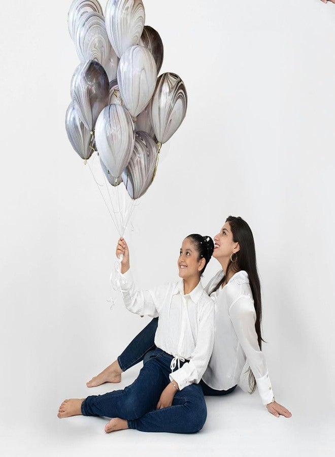 AnnoDeel 50pcs 12inch Marble Latex Balloons, Black White Grey Rainbow Marble Balloons for Wedding Baby Birthday Party Balloon Decorations - Image 4