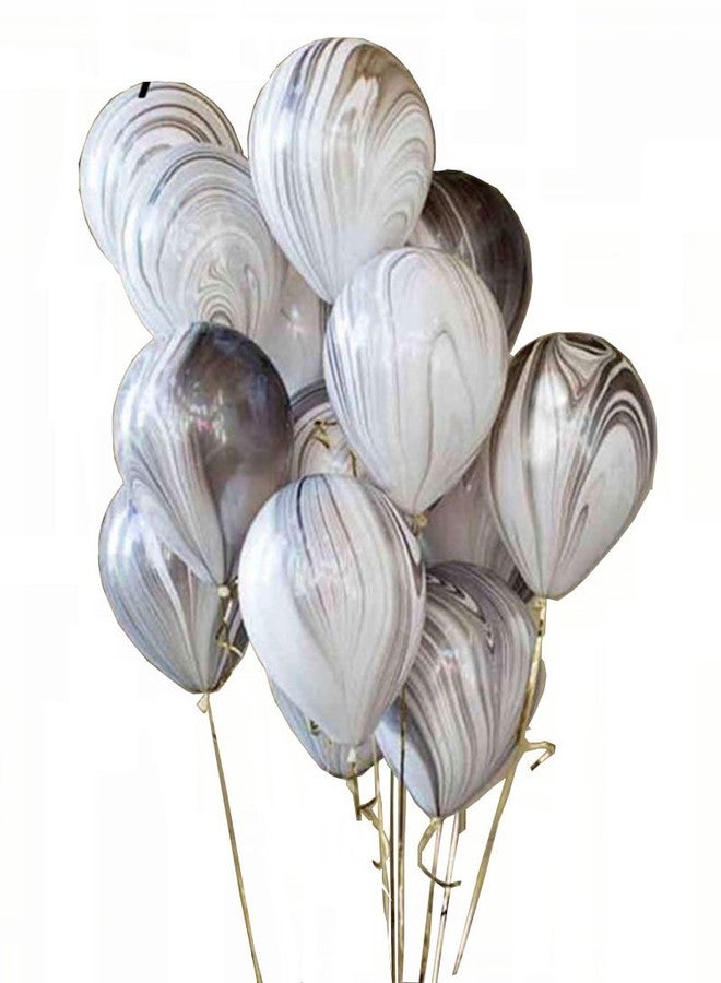 AnnoDeel 50pcs 12inch Marble Latex Balloons, Black White Grey Rainbow Marble Balloons for Wedding Baby Birthday Party Balloon Decorations - Image 1