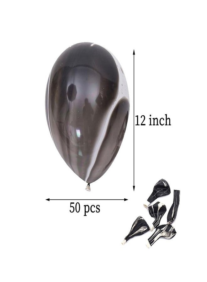 AnnoDeel 50pcs 12inch Marble Latex Balloons, Black White Grey Rainbow Marble Balloons for Wedding Baby Birthday Party Balloon Decorations - Image 2