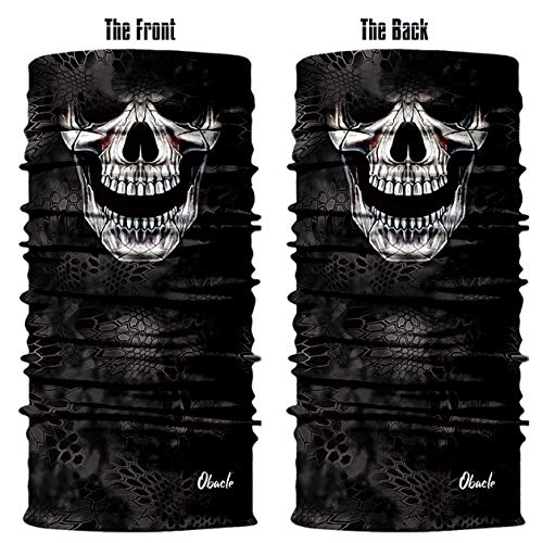 Obacle Skull Face Mask Half for Dust Wind UV Sun Protection Seamless 3D Tube Mask Bandana for Men Women Durable Thin Breathable Skeleton Mask Motorcycle Riding Biker (Black Eye Smile Skull) - Image 3