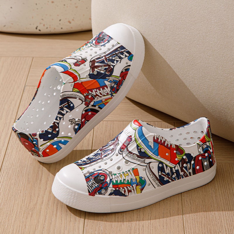Bamboo Tune Children'S Hole Shoes Men'S And Women'S Children'S Casual Breathable Graffiti Soft-Soled Beach Wading Sandals - Image 1