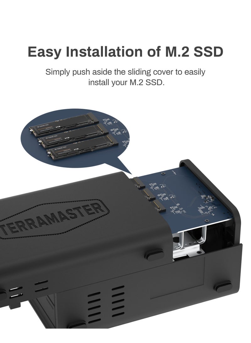 TERRAMASTER D5 Hybrid HDD NVMe Enclosure - USB 3.2 Gen 2 10Gbps Type C 5Bay USB Storage Supports RAID 0/1/Single/JBOD Exclusive 2+3 RAID Hybrid Disk Array (Diskless) - Image 5