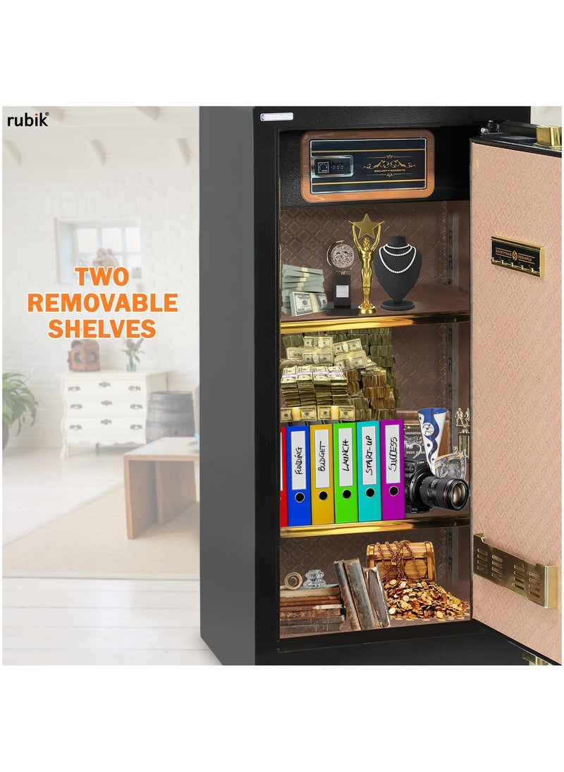 Rubik Safe Box X-Large with Dual Security Digital Keypad and Key Lock System Protect Money Documents for Home Office RB150H-BG (Size, 150x60x56cm) Black  - Image 2