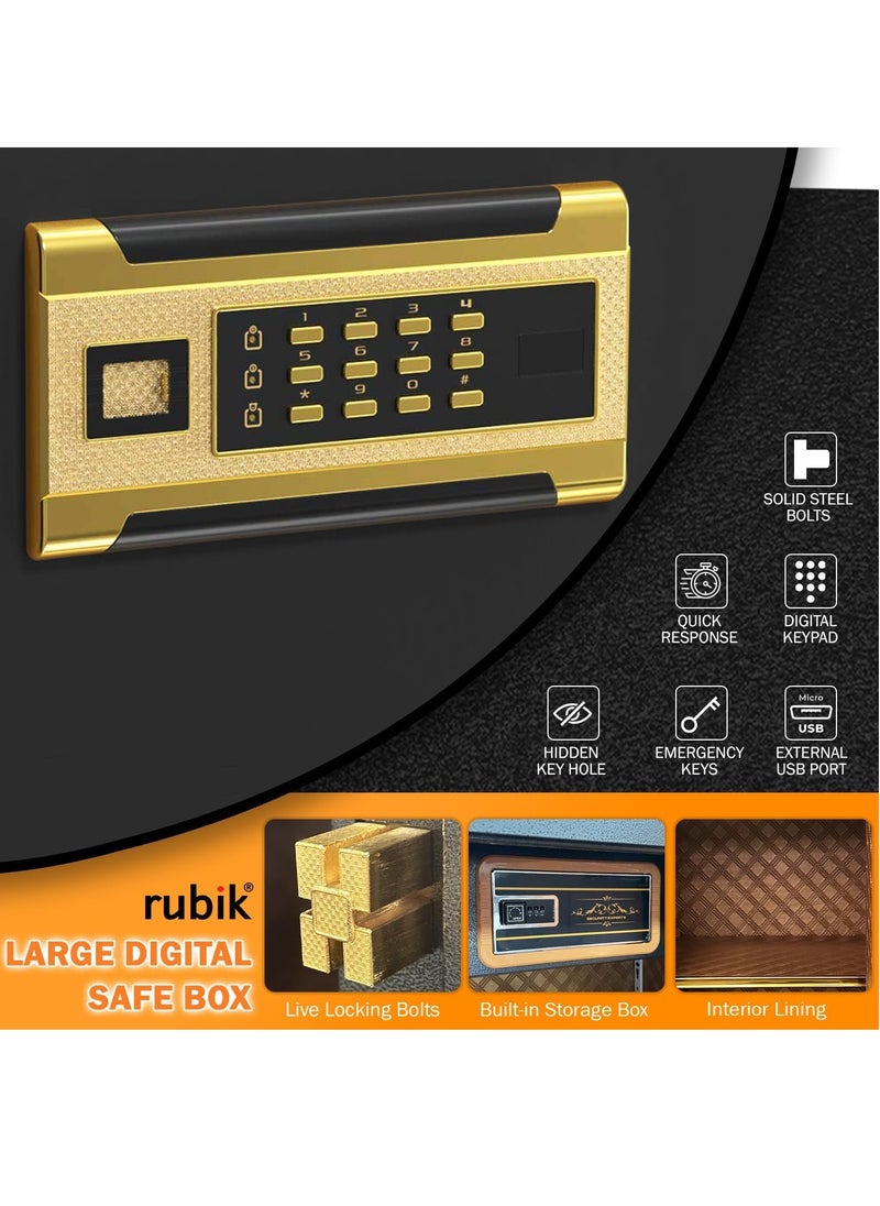 Rubik Safe Box X-Large with Dual Security Digital Keypad and Key Lock System Protect Money Documents for Home Office RB150H-BG (Size, 150x60x56cm) Black  - Image 4