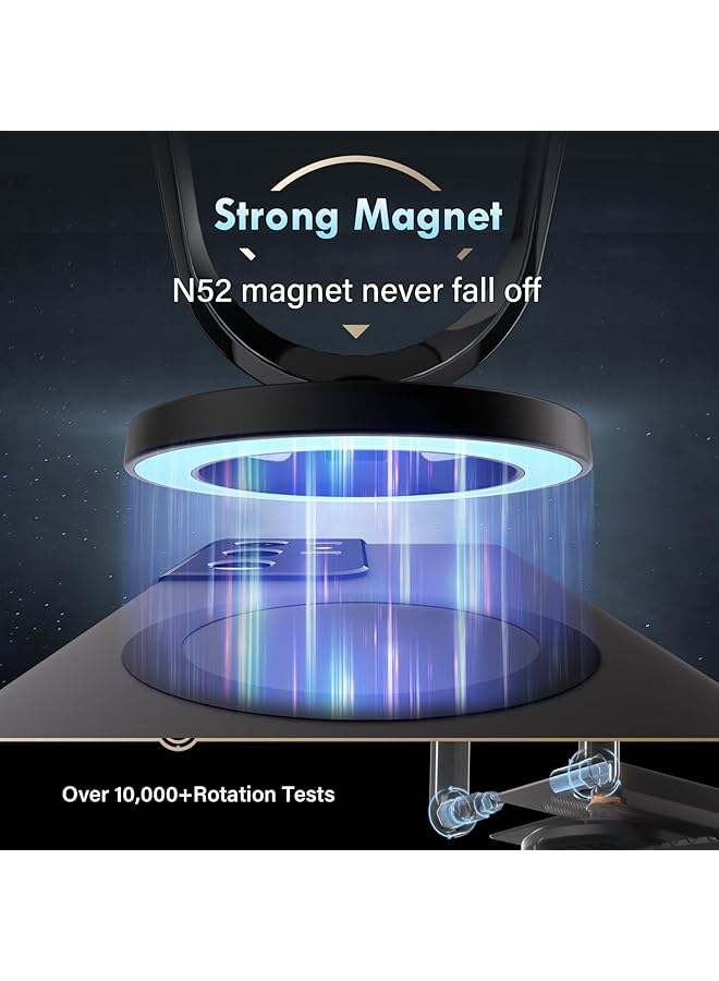 كاست ويف حامل هاتف مغناطيسي للسيارة من ماج سيف، حامل هاتف مغناطيسي قوي للسيارة يدور 360 درجة، حامل هاتف محمول لسيارتك، ملحقات سيارة لهاتف آيفون 16/15/14/13 لحافظات ماج سيف - Image 2
