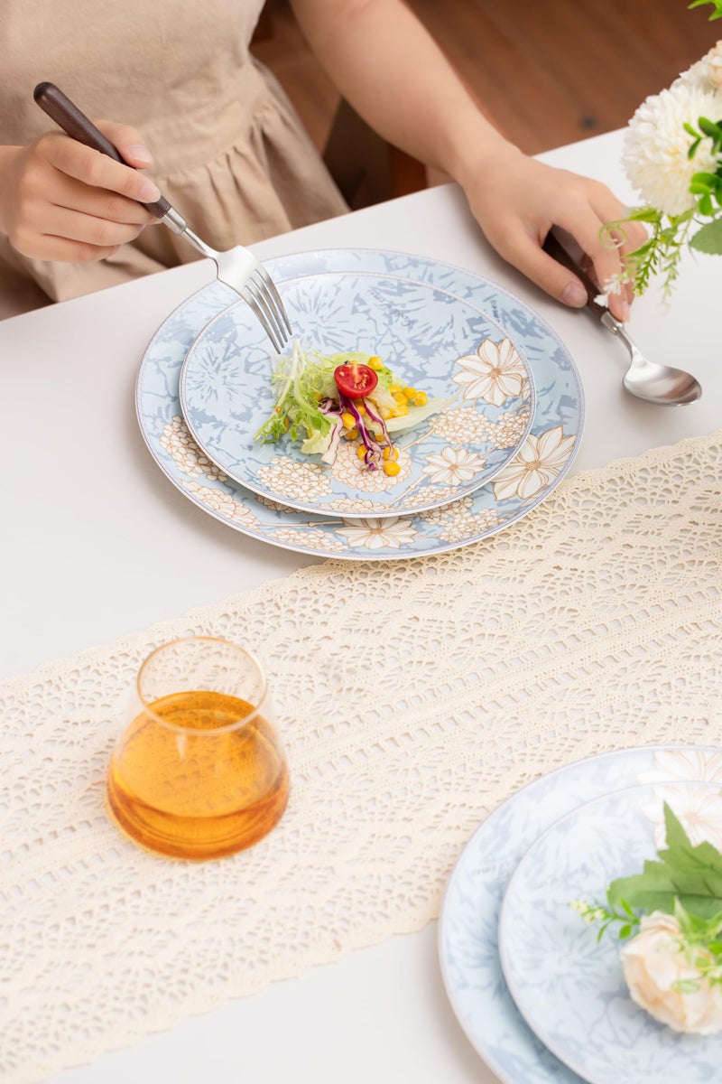 FHGNYSM High Bone China Dinnerware Set, 12-Piece Artistic Blue Plates and Bowls, Lightweight & Chip Resistant Ceramic Service for 4, Dishwasher Safe Elegant Kitchen Dining - Image 2