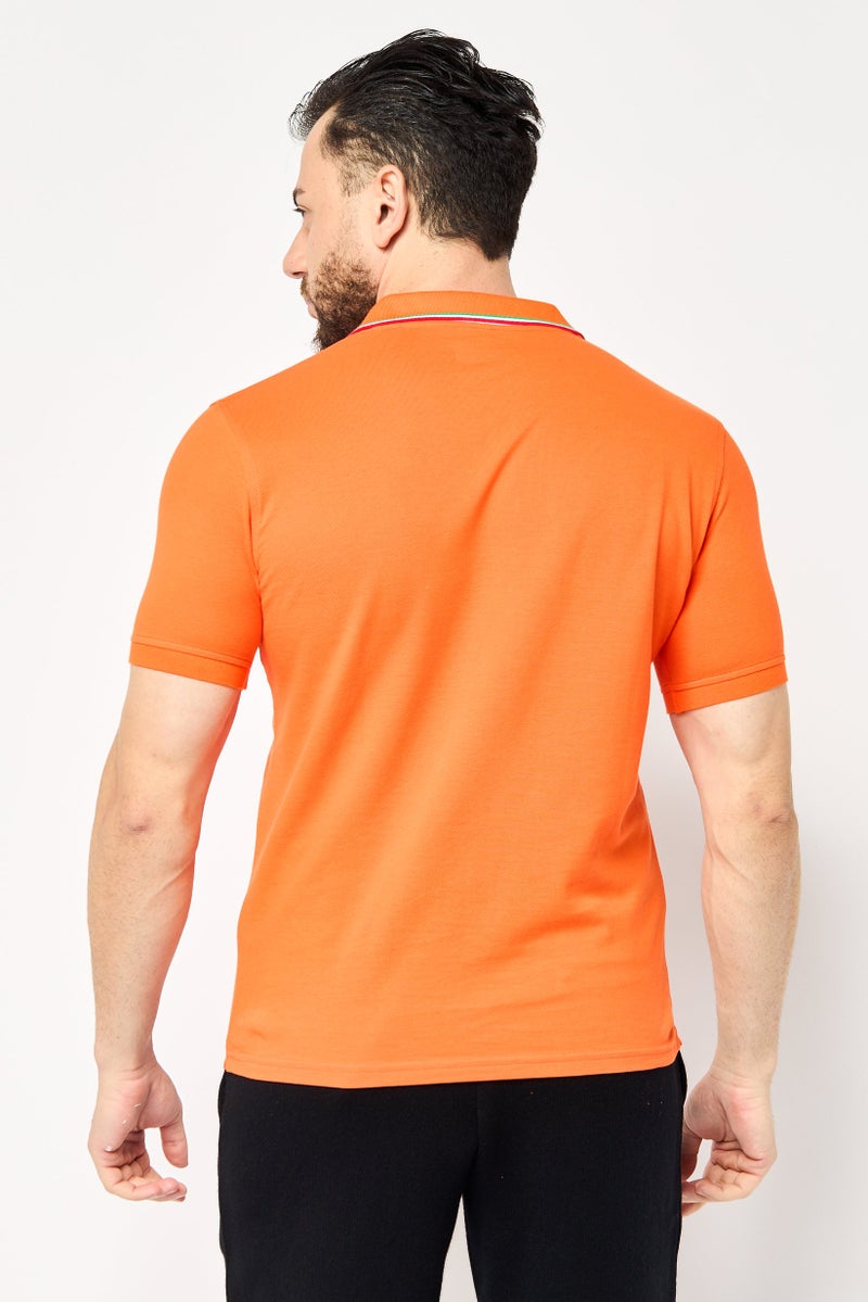 Scuderia Ferrari Men Sportswear Fit Short Sleeve Golf Polo Shirts, Orang  - Image 2