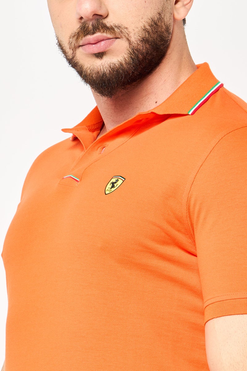 Scuderia Ferrari Men Sportswear Fit Short Sleeve Golf Polo Shirts, Orang  - Image 3
