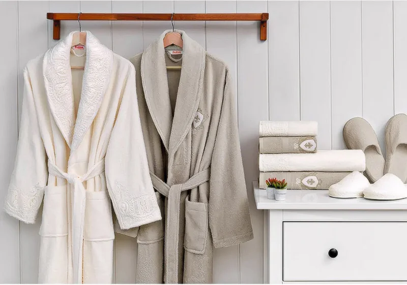 فافورا Özdilek Wedding Family Bathrobe Set - Stone Cream